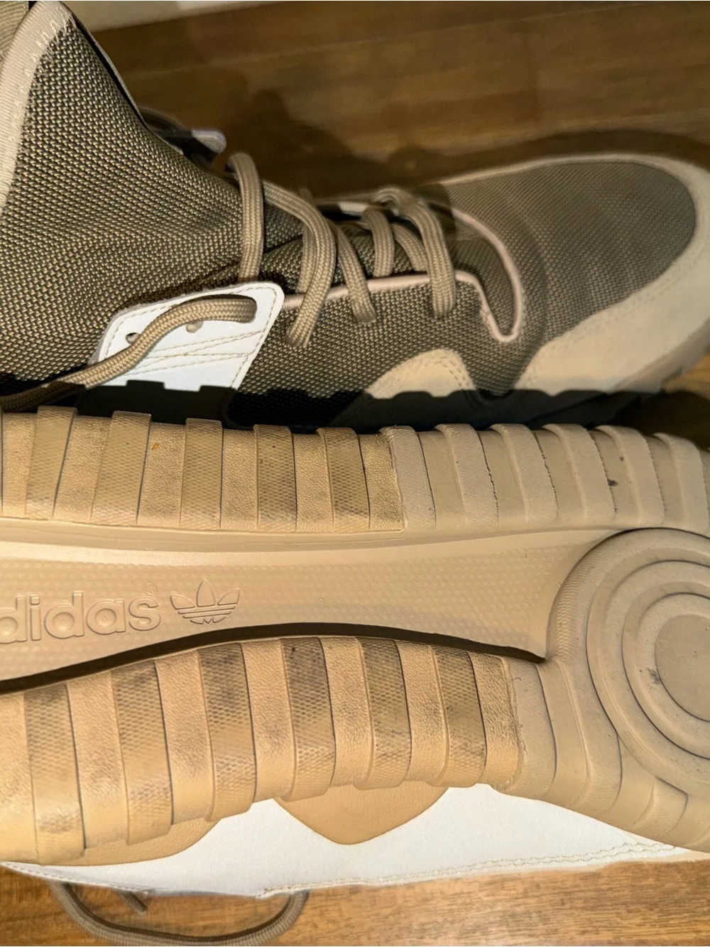 adidas Men’s High-Top Sneakers in Beige and Taupe